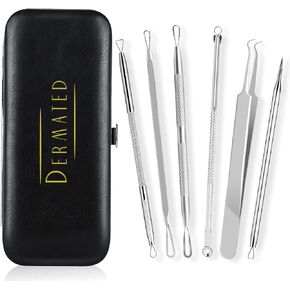 Dermated [16 Pack] Blackhead Remover Tools Pimple Popper Tool Kit | Stainless Steel Professional Pimple Extractor Tool Kit for Blackheads, Blemish, Comdone, Acne, Zit, and Whiteheads for Face & Nose