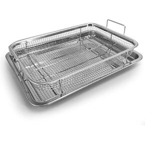 Air Fryer Accessories,Air Fryer Basket for Oven,12.7'' X 9.6'' Air Fryer Basket and Tray Stainless Steel,Also Great for Baking Crispy Foods, Dishwasher Safe,Air Fryer Tray for Oven