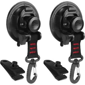 Vashly Heavy Duty Suction Cup 6Pcs Strong Suction Cups with Hooks and 6Pcs Tarp Clips Deavy Duty Lock Grip for Car Awning Boat Camping Trap Tie Down