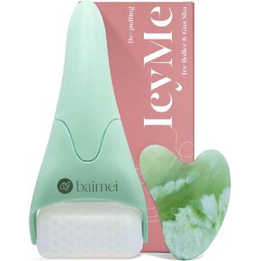 BAIMEI Ice Roller and Gua Sha Facial Tools, Ice Roller for face Reduces Puffiness Migraine Pain Relief-Blue