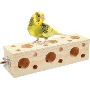 Bird Toys，Bird Wooden Block Chewing Toy，Parrot Foraging Toy，Natural Bird Toys，Parakeet Toys for Cage Small Bird，Bird Cage Teething Toys for Hamster Cockatiels Conures Budgie