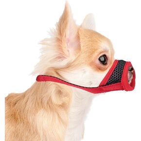 Adjustable Dog Muzzle Breathable Mesh Muzzles for Small Medium Large Dogs Soft Nylon Dog Mouth Guard Pet Safe Anti Biting Dog Muzzle for Prevent Barking Chewing (Red, XS)