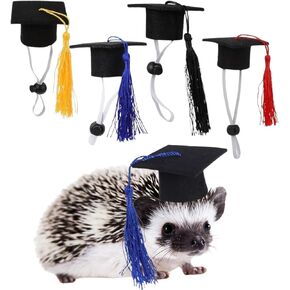 4 Pack Mini Pet Graduation Caps-Small Animal Bachelor Hats with Bright Tassel for Guinea Pigs Hedgehog Turtles Rabbit Ferret Photo Props Holiday Costume Accessory