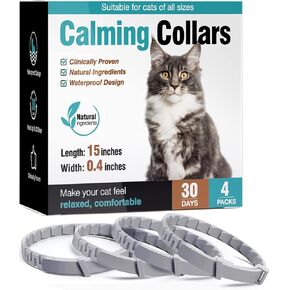 4 Pack Calming Collar for Cats, Cat Pheromone Calming Collar, Water-Resistant & Adjustable Cat Calming Collar Fits Cats Make Cat Relaxed (Multicolor)