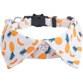 Pet's Bandana with Shirt Collar for Kitten - Small Dog Collar with Bell and Bowtie, Fruit Print,Lemon,Small