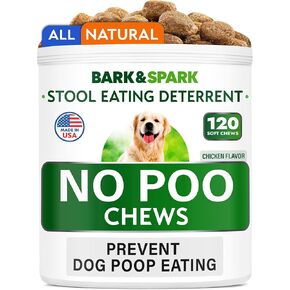NO Poo Treats - Prevent Dog Poop Eating - Coprophagia Treatment - Stool Eating Deterrent - Probiotics & Enzymes - Digestive Health + Breath Aid - Made in USA - 120 Chews