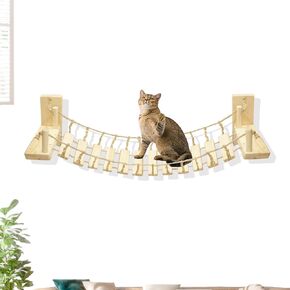 Cat Wall Shelves, Climbing, Wooden Cat Furniture, Cat Shelves and Perches for Wall, Cat Bridge Long for Indoor Cats, Wall Mounted, Playing and Lounging (Length 59in)