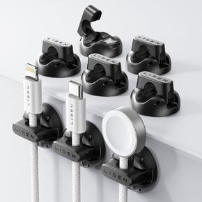 LISEN Cable Clips, 8 Pack Magnetic Cord Organizer Adjustable Easy Secure Cable Management,Black 8PCS