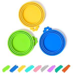 WePet Pet Food Can Covers, Silicone Lids, BPA Free, Dishwasher Safe, Fit Most Standard Size Canned Cat and Dog Food, 3oz/5.5oz/12.5oz/13.2oz, Golden Yellow/Lime Green/Royal Blue