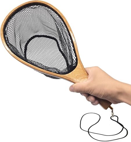 Small Fly Fishing Net, Wooden Frame Fishing Landing Net, Soft Rubber Mesh Net for Trout Bass Catch and Release,Fly Fishing Gear in Saudi Arabia