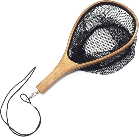 Small Fly Fishing Net, Wooden Frame Fishing Landing Net, Soft Rubber Mesh Net for Trout Bass Catch and Release,Fly Fishing Gear in Saudi Arabia