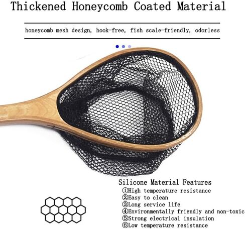 Small Fly Fishing Net, Wooden Frame Fishing Landing Net, Soft Rubber Mesh Net for Trout Bass Catch and Release,Fly Fishing Gear in Saudi Arabia