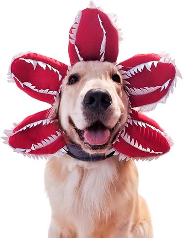 DELIFUR Dog Halloween Chomper Costume - Bulldog Pet Holiday Demon Hat Scary Flower Costume Cute Cosplay Outfits Funny Clothes for Large Big Dog Golden (Large) in Saudi Arabia