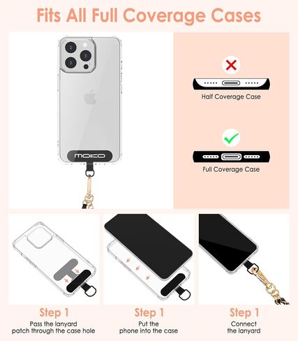MoKo Universal Phone Lanyard، سلسلة هواتف خلوية مطرزة باللؤلؤ وحزام كروس مضاد للسرقة وقابل للفصل حول الرقبة مع رقع لهاتف iPhone، معظم الهواتف الذكية - أبيض in Saudi Arabia