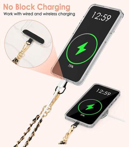 MoKo Universal Phone Lanyard، سلسلة هواتف خلوية مطرزة باللؤلؤ وحزام كروس مضاد للسرقة وقابل للفصل حول الرقبة مع رقع لهاتف iPhone، معظم الهواتف الذكية - أبيض in Saudi Arabia