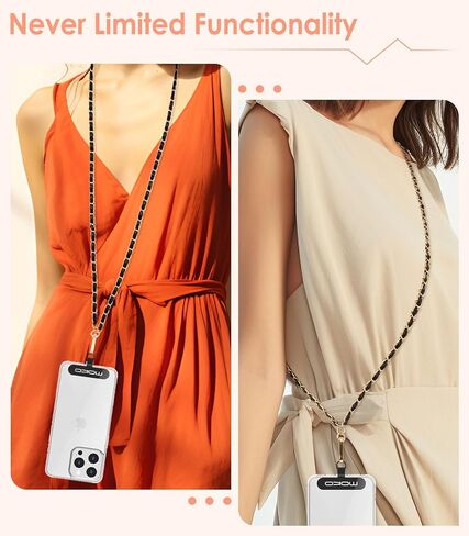 MoKo Universal Phone Lanyard، سلسلة هواتف خلوية مطرزة باللؤلؤ وحزام كروس مضاد للسرقة وقابل للفصل حول الرقبة مع رقع لهاتف iPhone، معظم الهواتف الذكية - أبيض in Saudi Arabia
