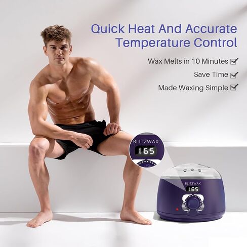 BLITZWAX Waxing Kit for Women Men Digital Wax Warmer Hard Wax Kit with 50 Wax Accessories 17.5oz Beans for Full Body Brazilian Bikini Armpit Hair Removal in Saudi Arabia