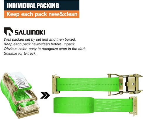 10Pack E Track 2 Ratchet Strap Etrack Van Strap Box Truck Strap Accessories Heavy Duty 12ft E Track Accessories 4400lbs Breaking Load, 2200 Working Load in Saudi Arabia