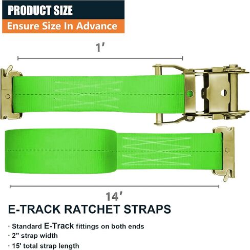 10Pack E Track 2 Ratchet Strap Etrack Van Strap Box Truck Strap Accessories Heavy Duty 12ft E Track Accessories 4400lbs Breaking Load, 2200 Working Load in Saudi Arabia