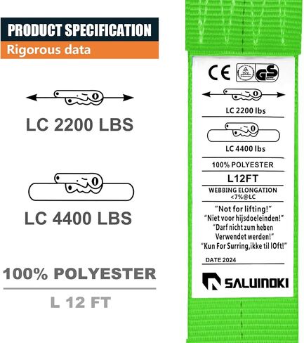 10Pack E Track 2 Ratchet Strap Etrack Van Strap Box Truck Strap Accessories Heavy Duty 12ft E Track Accessories 4400lbs Breaking Load, 2200 Working Load in Saudi Arabia