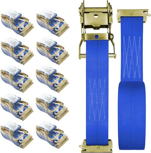 10Pack E Track 2 Ratchet Strap Etrack Van Strap Box Truck Strap Accessories Heavy Duty 12ft E Track Accessories 4400lbs Breaking Load, 2200 Working Load in Saudi Arabia