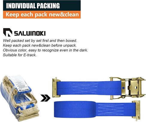 10Pack E Track 2 Ratchet Strap Etrack Van Strap Box Truck Strap Accessories Heavy Duty 12ft E Track Accessories 4400lbs Breaking Load, 2200 Working Load in Saudi Arabia