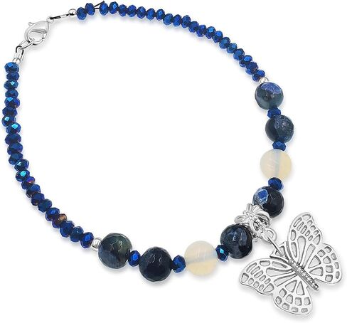 Calsilica and Lava Turtle, Dragonfly, Butterfly, Flower, and Tree Charm Anklet for Women Handmade Hypoallergenic Beach Gala Wedding Style Jewelry in Kuwait