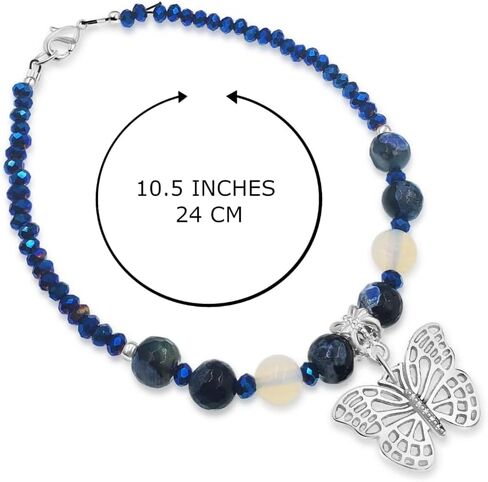 Calsilica and Lava Turtle, Dragonfly, Butterfly, Flower, and Tree Charm Anklet for Women Handmade Hypoallergenic Beach Gala Wedding Style Jewelry in Kuwait