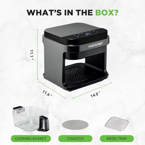 Nutrichef 5.8 Quart Air Fryer | 8-1 Preset Cook Modes | Transparent Fry Bowl for Best Cooking Results | Cook Shrimp, Steak, Fries, Wings, Chicken & More | Precise Temperature Control & Time | White in Saudi Arabia