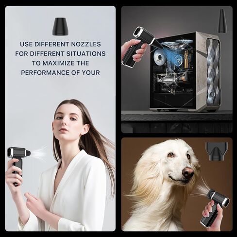 منفضة هواء مضغوط 160000 دورة في الدقيقة - منفضة هواء كهربائية قابلة للتعديل بدون خطوات - منفاخ هواء لاسلكي قابل لإعادة الشحن - منفاخ جاف نفاث لتنظيف لوحة المفاتيح والكمبيوتر الشخصي والسيارة والمنزل والخارج، أداة بديلة للهواء in Kuwait