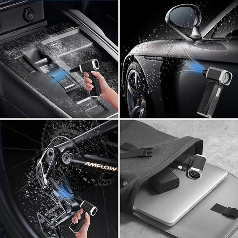 منفضة هواء مضغوط 160000 دورة في الدقيقة - منفضة هواء كهربائية قابلة للتعديل بدون خطوات - منفاخ هواء لاسلكي قابل لإعادة الشحن - منفاخ جاف نفاث لتنظيف لوحة المفاتيح والكمبيوتر الشخصي والسيارة والمنزل والخارج، أداة بديلة للهواء in Kuwait