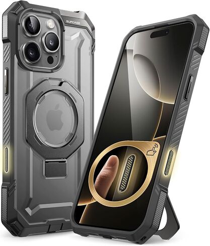 SUPCASE for iPhone 16 Pro Max Case with Camera Control Button, Black | Built-in Stand, Compatible with MagSafe, Anti-Slip Grip, Military-Grade Protection, Magnetic Phone Case, Unicorn Beetle Grip in Kuwait