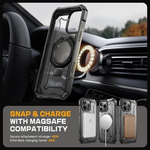 SUPCASE for iPhone 16 Pro Max Case with Camera Control Button, Black | Built-in Stand, Compatible with MagSafe, Anti-Slip Grip, Military-Grade Protection, Magnetic Phone Case, Unicorn Beetle Grip in Kuwait