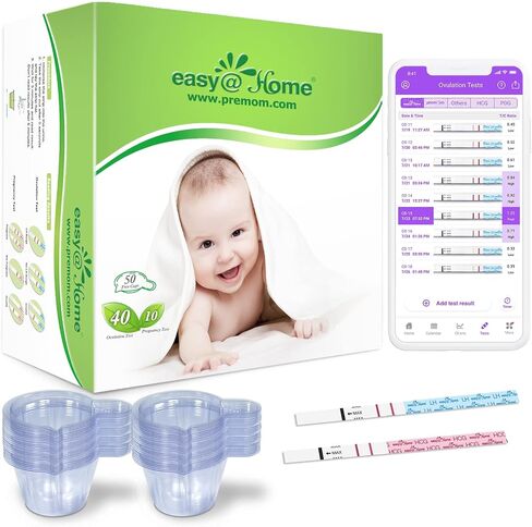 مجموعة شرائط اختبار الإباضة والحمل: Easy@Home 100 اختبار إباضة 20 اختبار حمل - مدعوم من تطبيق Premom Ovulation | 100LH + 20HCG in Saudi Arabia