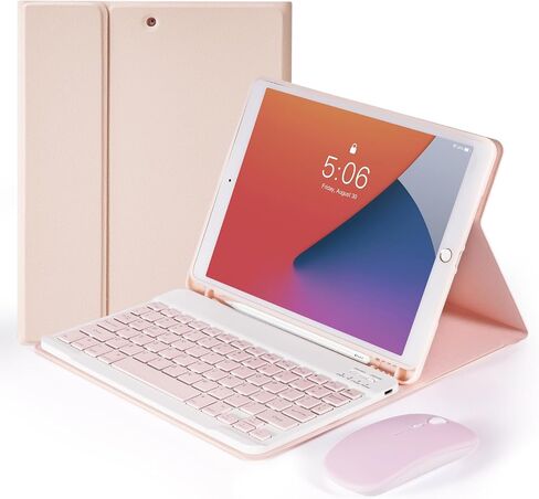 حافظة لوحة مفاتيح لجهاز iPad 9th 8th 7th Generation 10.2 بوصة، حافظة لوحة مفاتيح بلوتوث قابلة للفصل مع حامل قلم رصاص وماوس لجهاز iPad 9th/8th/7th 10.2 بوصة وiPad Air 3rd 10.5 بوصة/iPad Pro 10.5 بوصة، أسود in Saudi Arabia