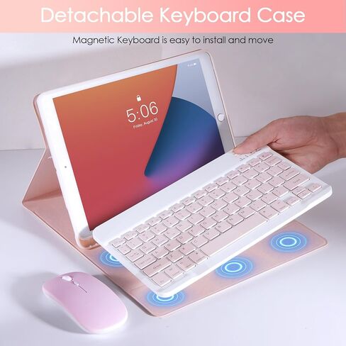 حافظة لوحة مفاتيح لجهاز iPad 9th 8th 7th Generation 10.2 بوصة، حافظة لوحة مفاتيح بلوتوث قابلة للفصل مع حامل قلم رصاص وماوس لجهاز iPad 9th/8th/7th 10.2 بوصة وiPad Air 3rd 10.5 بوصة/iPad Pro 10.5 بوصة، أسود in Saudi Arabia