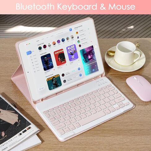 حافظة لوحة مفاتيح لجهاز iPad 9th 8th 7th Generation 10.2 بوصة، حافظة لوحة مفاتيح بلوتوث قابلة للفصل مع حامل قلم رصاص وماوس لجهاز iPad 9th/8th/7th 10.2 بوصة وiPad Air 3rd 10.5 بوصة/iPad Pro 10.5 بوصة، أسود in Saudi Arabia