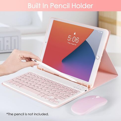 حافظة لوحة مفاتيح لجهاز iPad 9th 8th 7th Generation 10.2 بوصة، حافظة لوحة مفاتيح بلوتوث قابلة للفصل مع حامل قلم رصاص وماوس لجهاز iPad 9th/8th/7th 10.2 بوصة وiPad Air 3rd 10.5 بوصة/iPad Pro 10.5 بوصة، أسود in Saudi Arabia