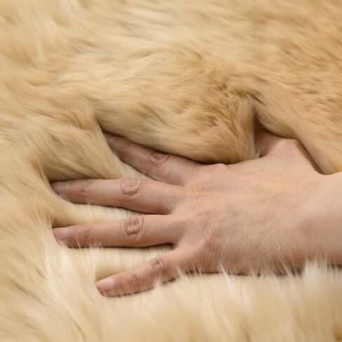Genuine Sheepskin Rug Natural Fluffy Fur Carpet Area Rug Sofa Cushion Blanket for Bedroom Living Room Dorm Kids Room Chair Seat Covers Luxury Home Décor (Natural White, 2 x 6 ft) in Saudi Arabia