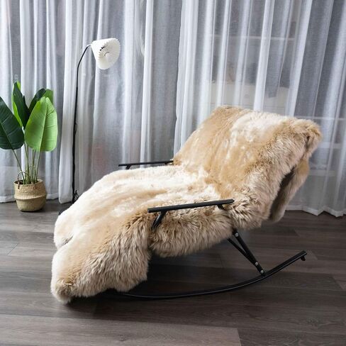 Genuine Sheepskin Rug Natural Fluffy Fur Carpet Area Rug Sofa Cushion Blanket for Bedroom Living Room Dorm Kids Room Chair Seat Covers Luxury Home Décor (Natural White, 2 x 6 ft) in Saudi Arabia