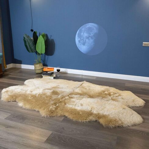 Genuine Sheepskin Rug Natural Fluffy Fur Carpet Area Rug Sofa Cushion Blanket for Bedroom Living Room Dorm Kids Room Chair Seat Covers Luxury Home Décor (Natural White, 2 x 6 ft) in Saudi Arabia