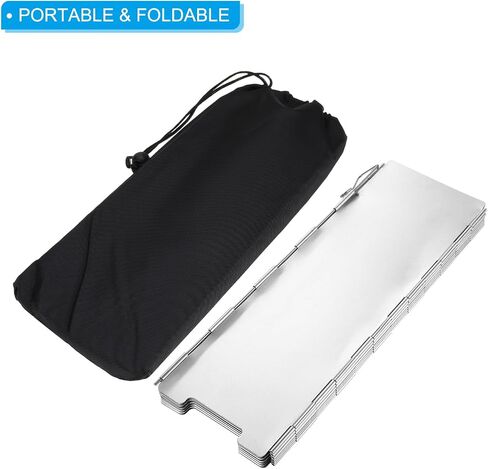 PATIKIL 33.5" x 9.4" Windscreen Camping Stove,10 Plates Heat Shield Stove Windshield Lightweight Folding with Drawstring Bag for Camping Alcohol Stoves in Saudi Arabia