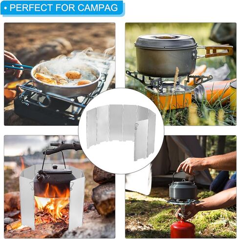PATIKIL 33.5" x 9.4" Windscreen Camping Stove,10 Plates Heat Shield Stove Windshield Lightweight Folding with Drawstring Bag for Camping Alcohol Stoves in Saudi Arabia