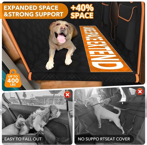 Back Seat Extender for Dogs, Dog Car Seat Cover for Back Seat with Waterproof Hard Bottom, Supports 400LB Foldable Dog Hammock Travel Bed for Car,SUV,Truck in Saudi Arabia