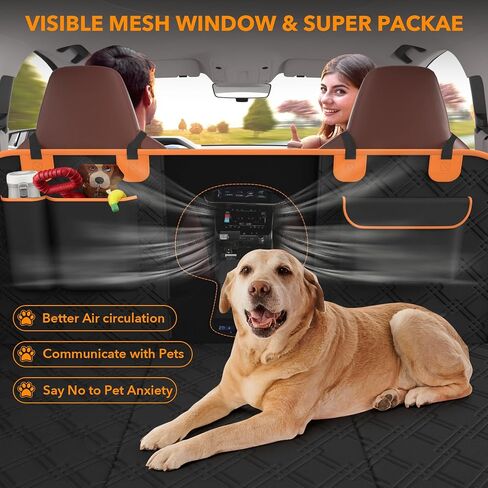 Back Seat Extender for Dogs, Dog Car Seat Cover for Back Seat with Waterproof Hard Bottom, Supports 400LB Foldable Dog Hammock Travel Bed for Car,SUV,Truck in Saudi Arabia
