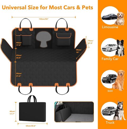 Back Seat Extender for Dogs, Dog Car Seat Cover for Back Seat with Waterproof Hard Bottom, Supports 400LB Foldable Dog Hammock Travel Bed for Car,SUV,Truck in Saudi Arabia