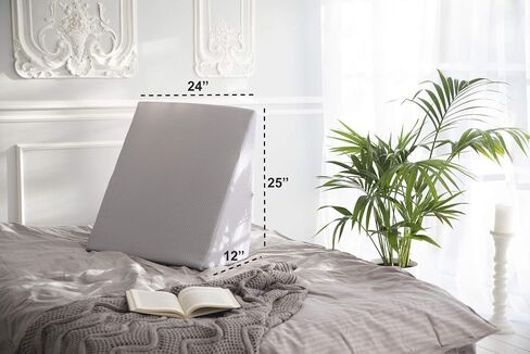Bamboo Replacement Wedge Pillow Cover (25 x 24 x 12) with Zipper - Sweat-Absorbent, Moisture-Wicking, Odor-Free Wedge Pillow Case Cover – White in Saudi Arabia