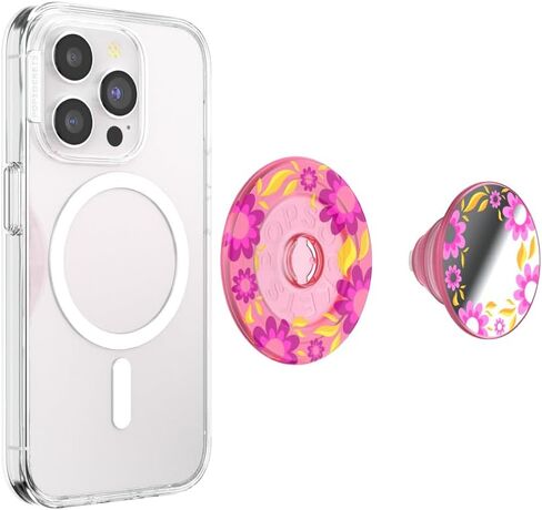 مقبض هاتف دائري من PopSockets متوافق مع MagSafe، يتضمن حلقة محول، حامل هاتف، متوافق مع الشحن اللاسلكي - راحة وردية in Saudi Arabia