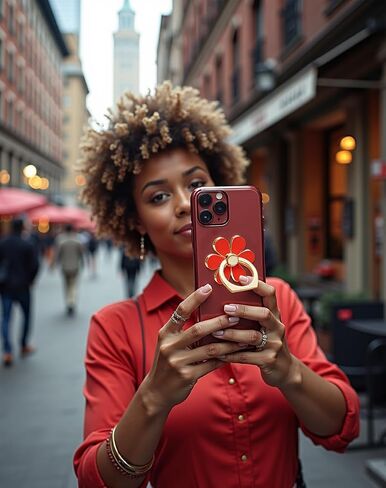 حامل حلقي للهاتف NXVX لهاتف iPhone - حامل بمقبض وردي أنيق - مسند بمقبض هاتف دوار 360 درجة لجميع الهواتف الذكية in Saudi Arabia