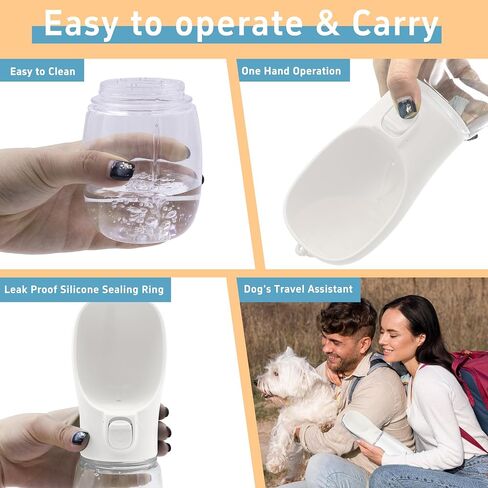 Portable Dog Water Bottle, Travel Water Bottle for Dogs, Pet Leak Proof Bottle, Convenient Dog Travel Water Bottle with Bowl,Dog Accessories for Walking Hiking and Camping (Blue, 12oz) in Saudi Arabia